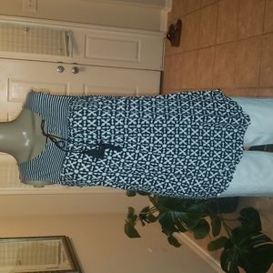Rose & Olive Starbursts and stripes tassel tie sleeveless lagenlook